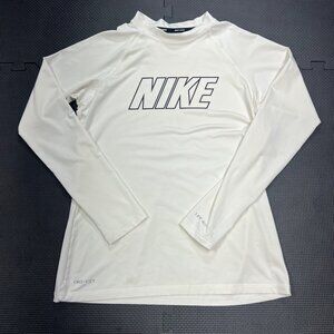 Nike Swim Dri-Fit Performance Long Sleeve Athletic Shirt White Workout Top